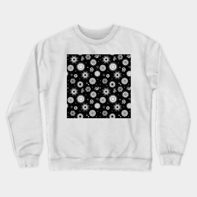 White Mandala Universe Crewneck Sweatshirt by Renee Ciufo Illustration